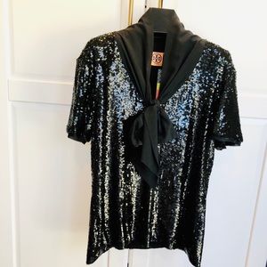 Tory Burch Black Sequence Blouse